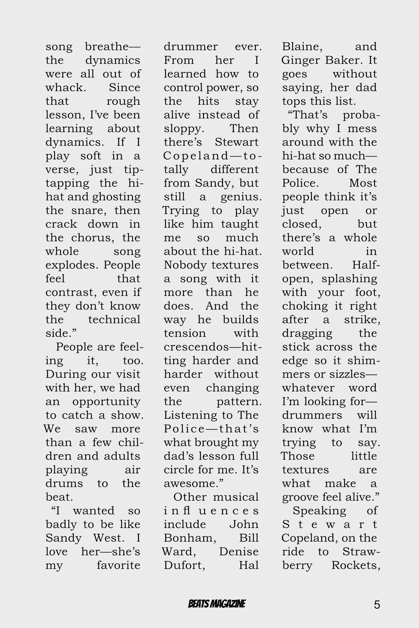 Beats Magazine Winter 1984 page 5
