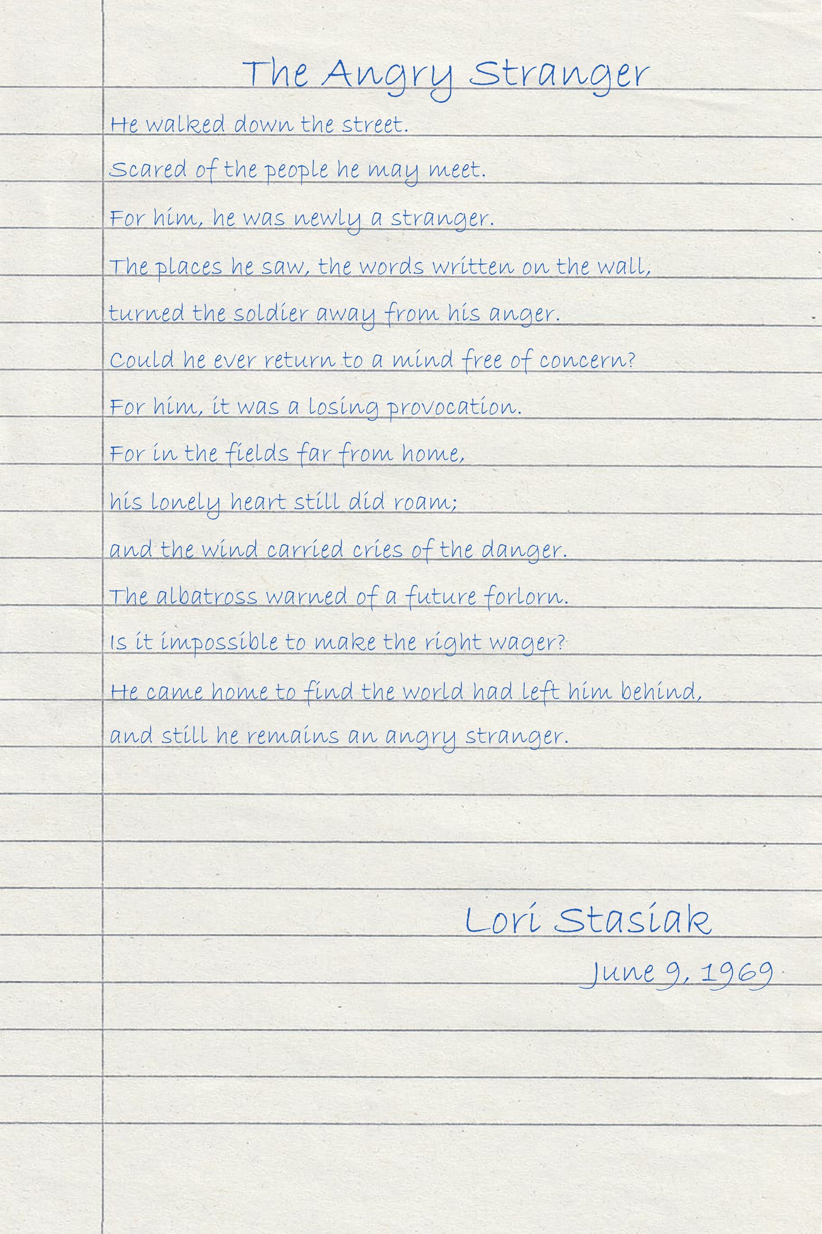 The Angry Stranger — Willow Lake Songs & Poems